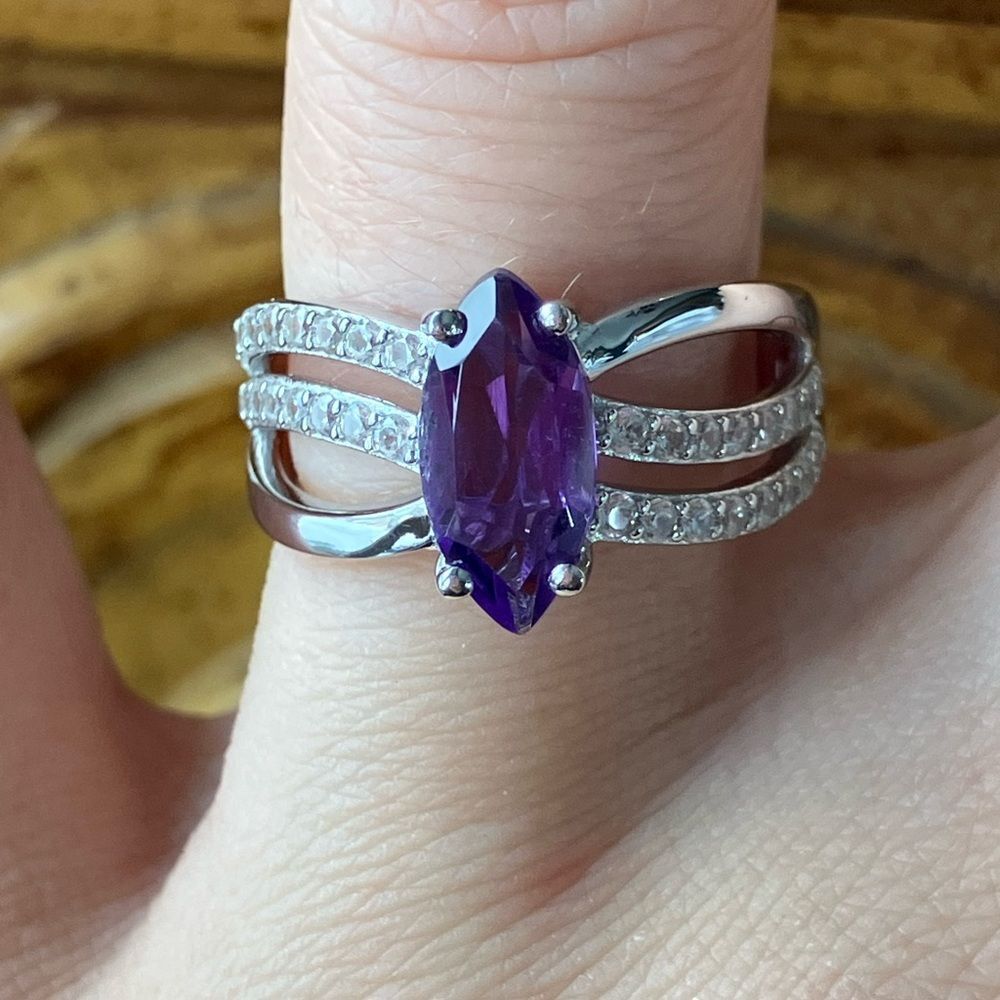 African Amethyst Sterling Silver Ring Size 7